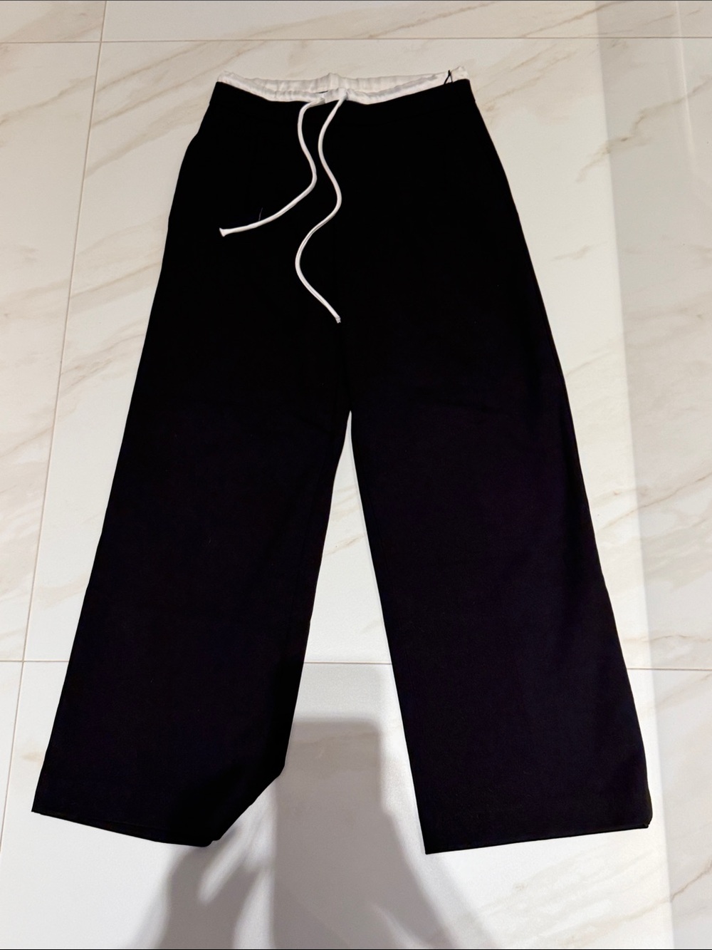 Zara Black Wide-Leg Drawstring Pants